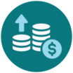 Financial Wellness stacked coins with arrow pointing up